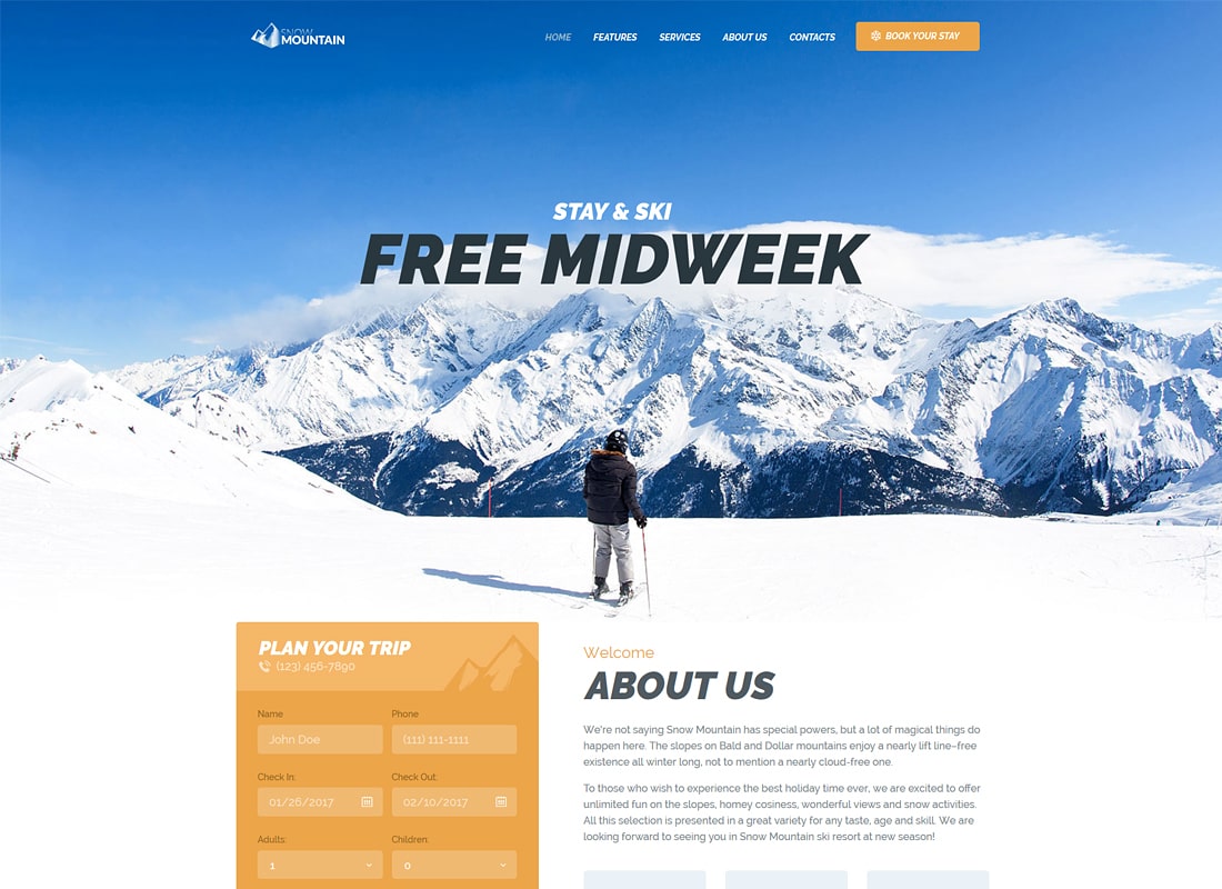 Snow Mountain | Tema WordPress de lux pentru stațiune de schi și școală de snowboard