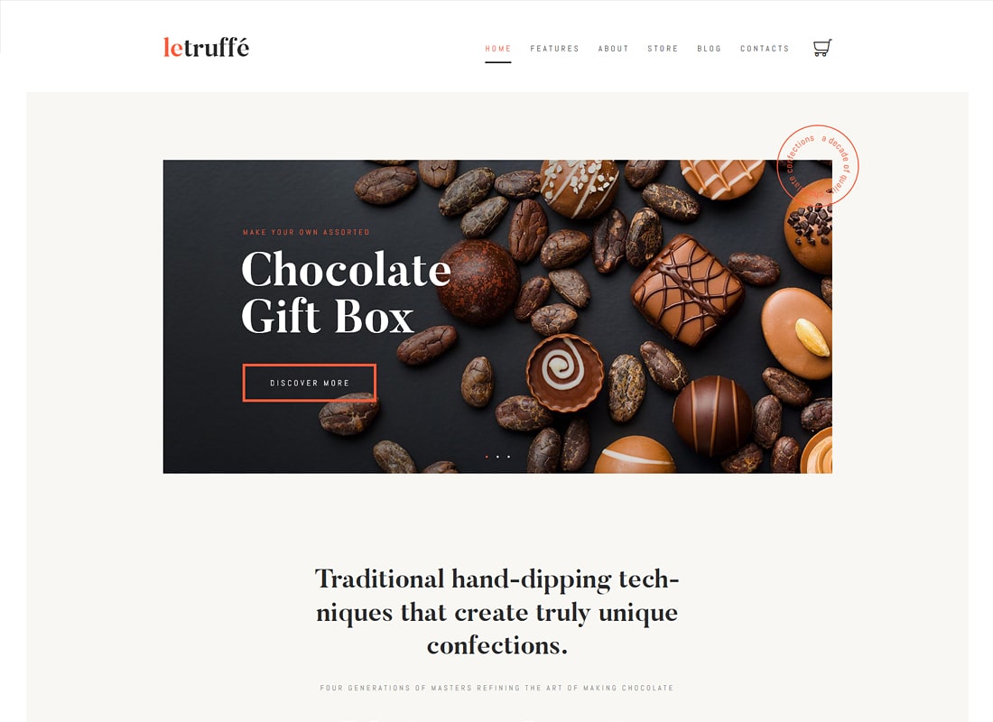 Le Truffe | Chocolate Boutique Luxury WordPress Theme