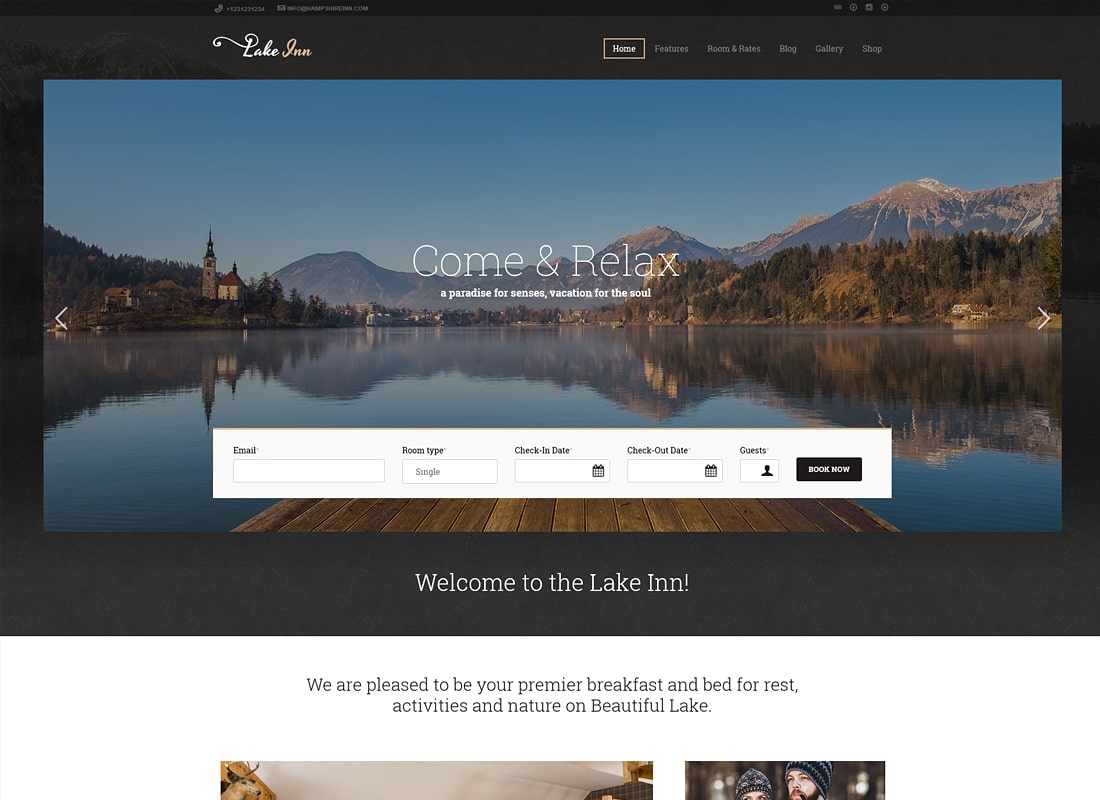 LakeInn | Tema WordPress de lux pentru han, stațiune și hotel