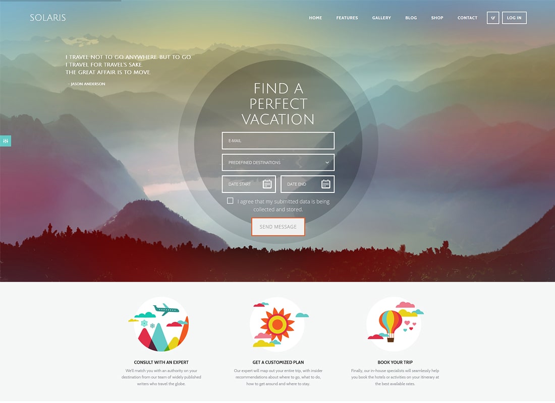 Solaris | Tema WordPress de lux pentru agenția de turism