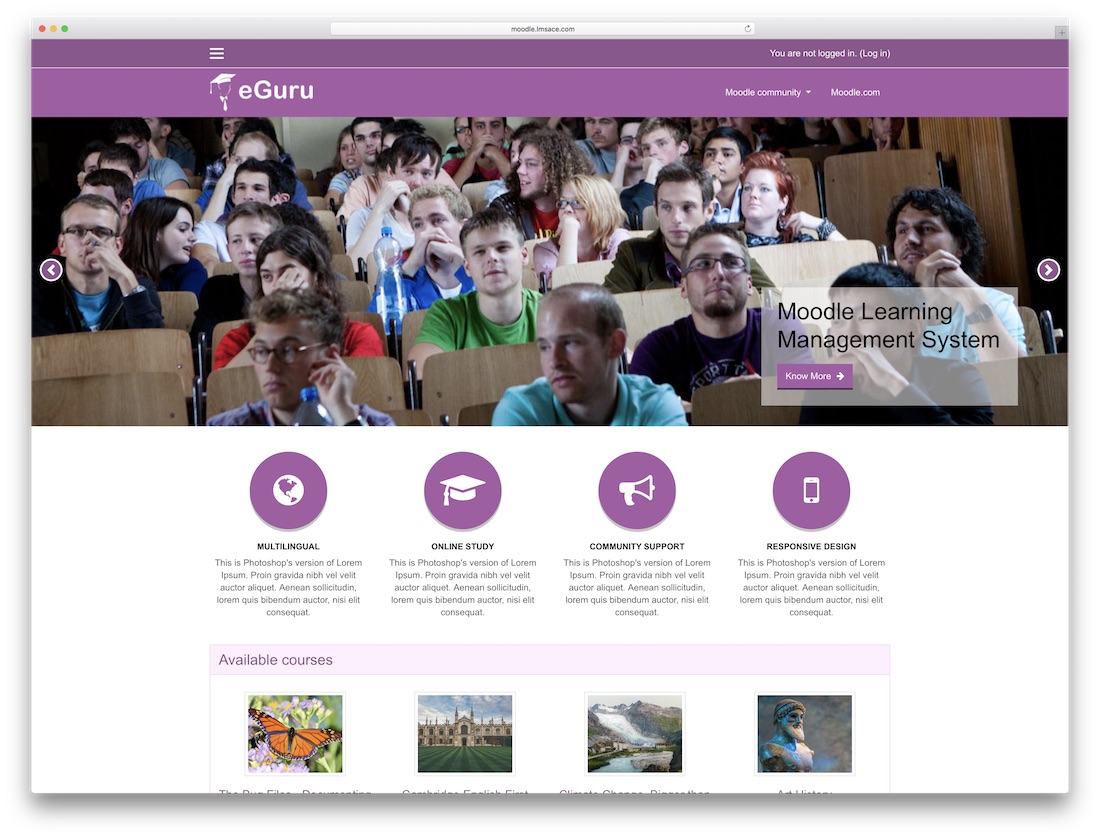 modelo de bootstrap eguru moodle