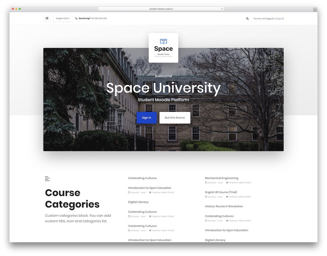 template bootstrap do space moodle