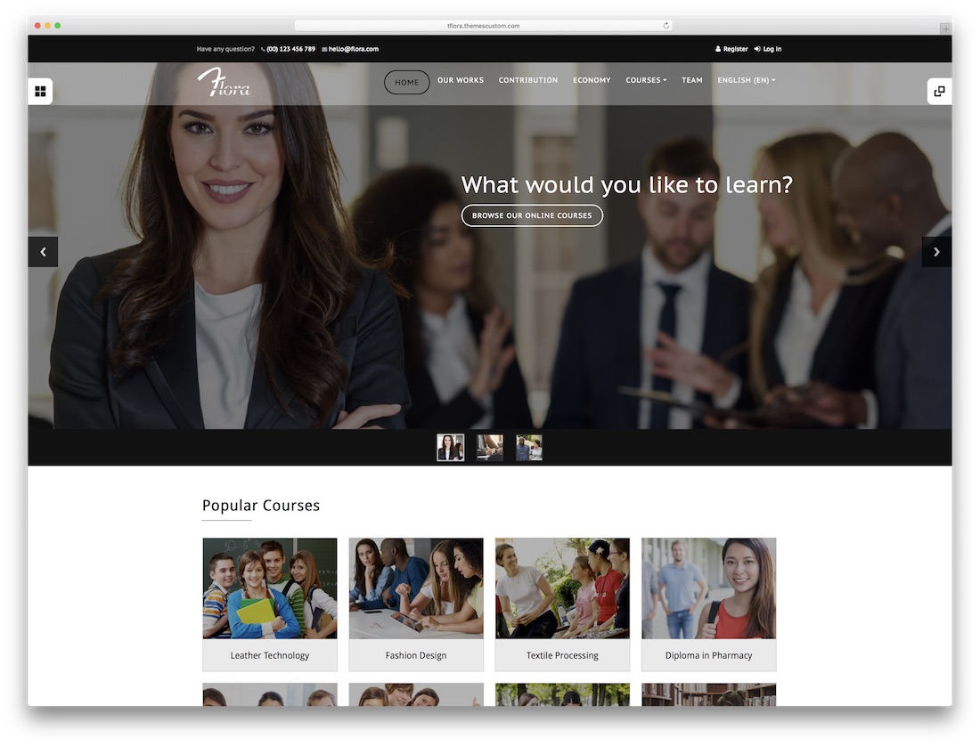 modelo de bootstrap flora moodle