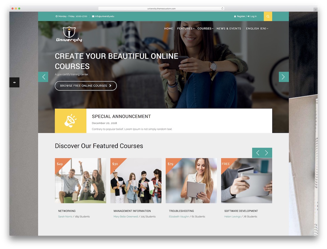 modelo de bootstrap de moodle universitário