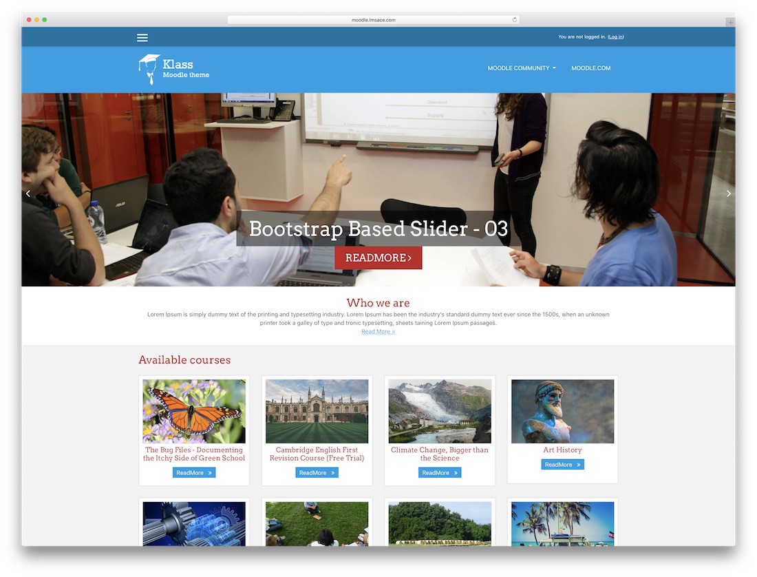 template bootstrap klass moodle