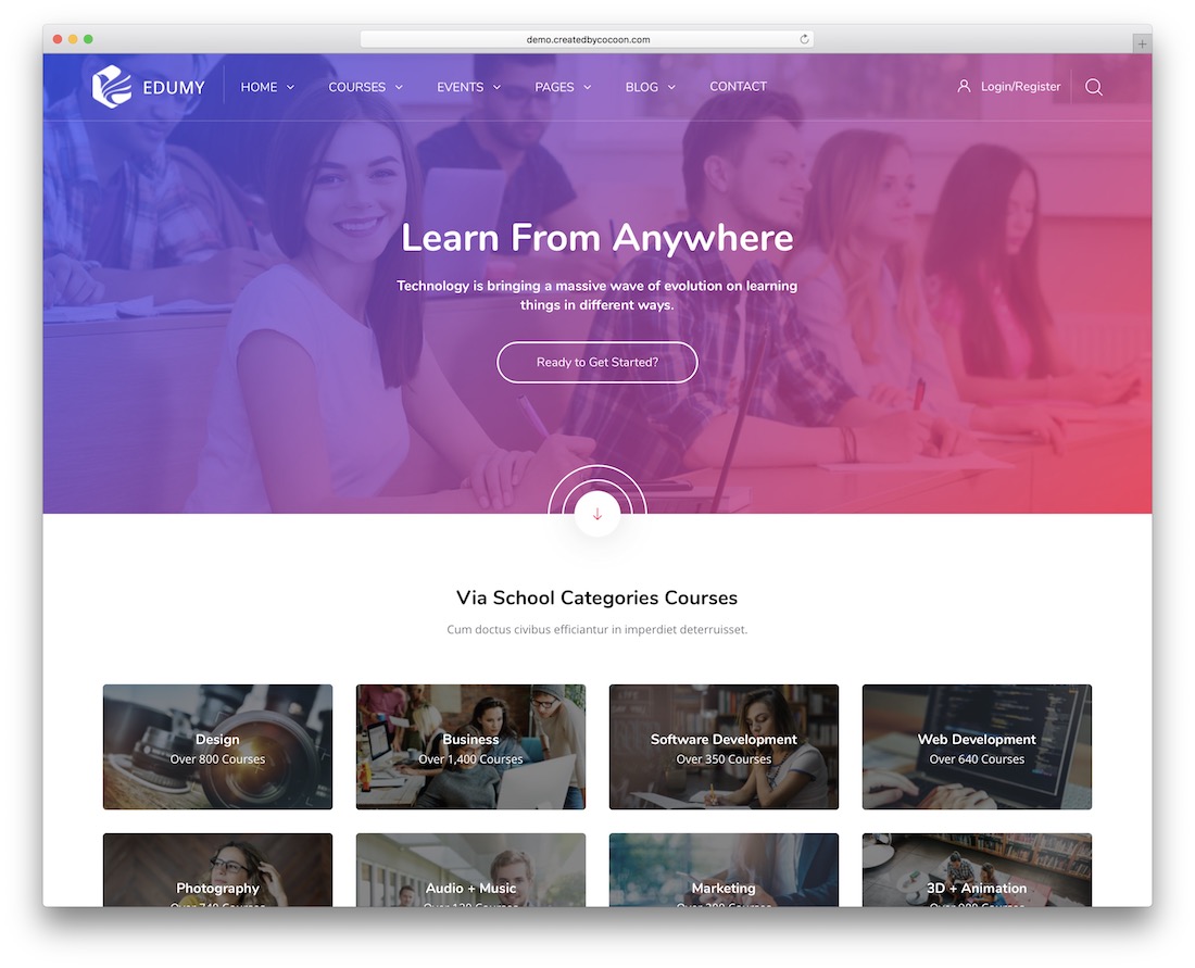 modelo de bootstrap edumy moodle