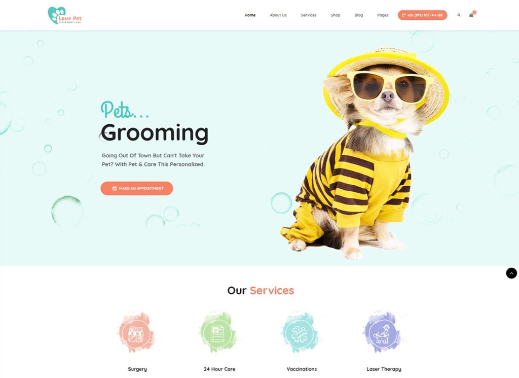 LovePet | Magazin de animale de companie și temă WordPress veterinară