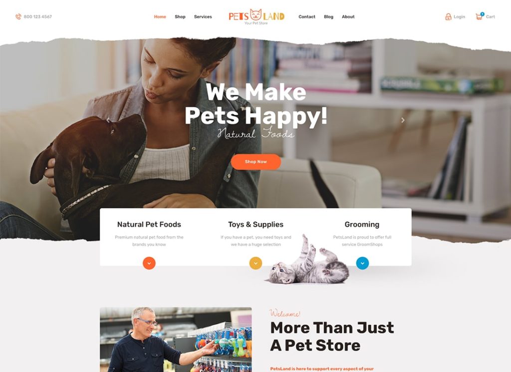 Animale de companie Land | Magazin de animale de companie și temă WordPress veterinară