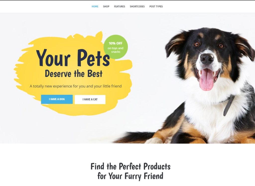 Mustăți | Magazin de animale de companie | Clinica veterinară | Tema WordPress pentru adoptarea animalelor
