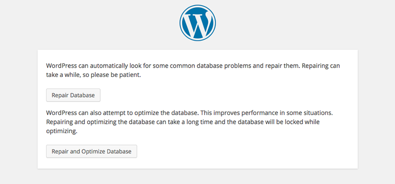 WordPress-bază de date-reparare