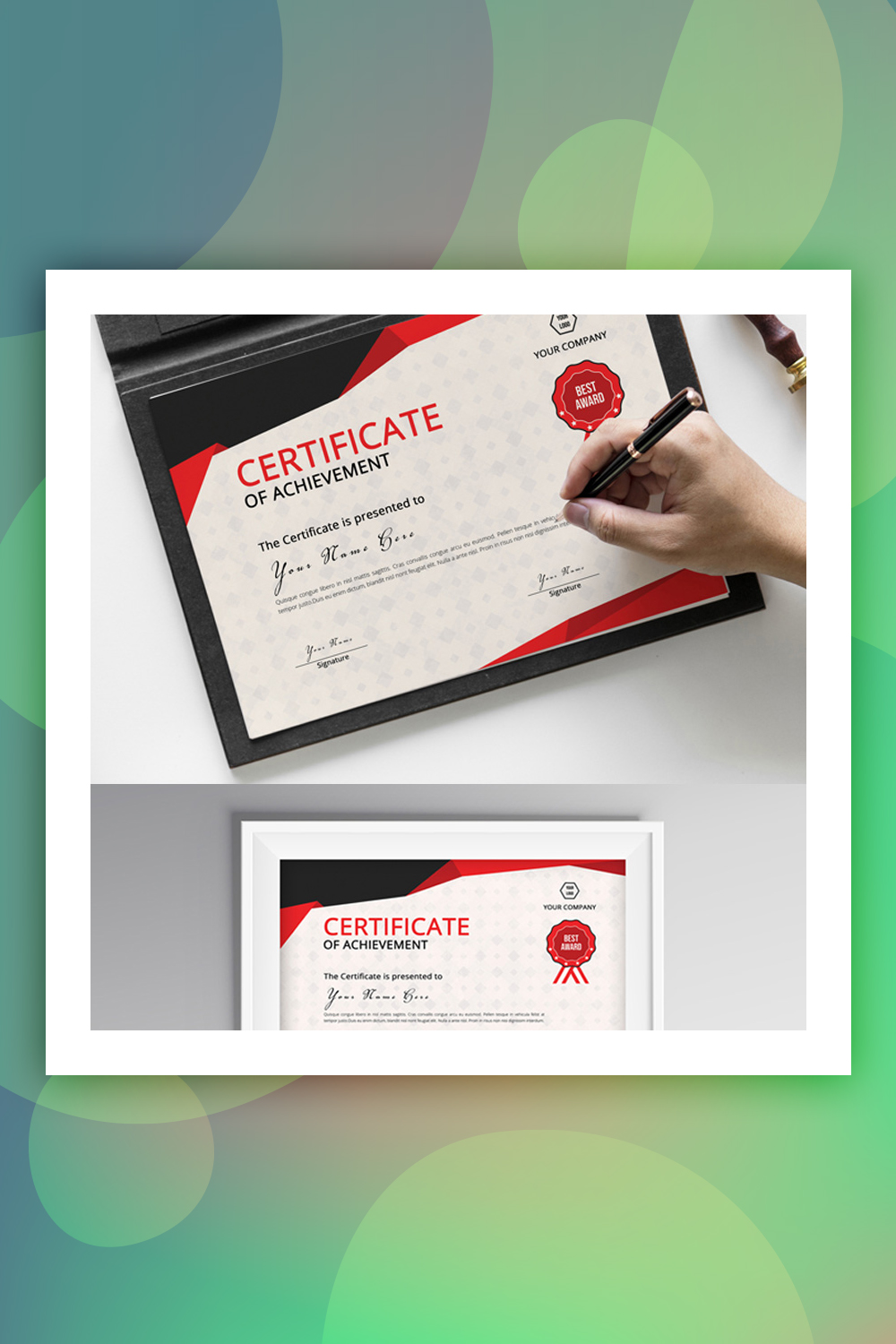 Red&Gray Achievement Certificate Template