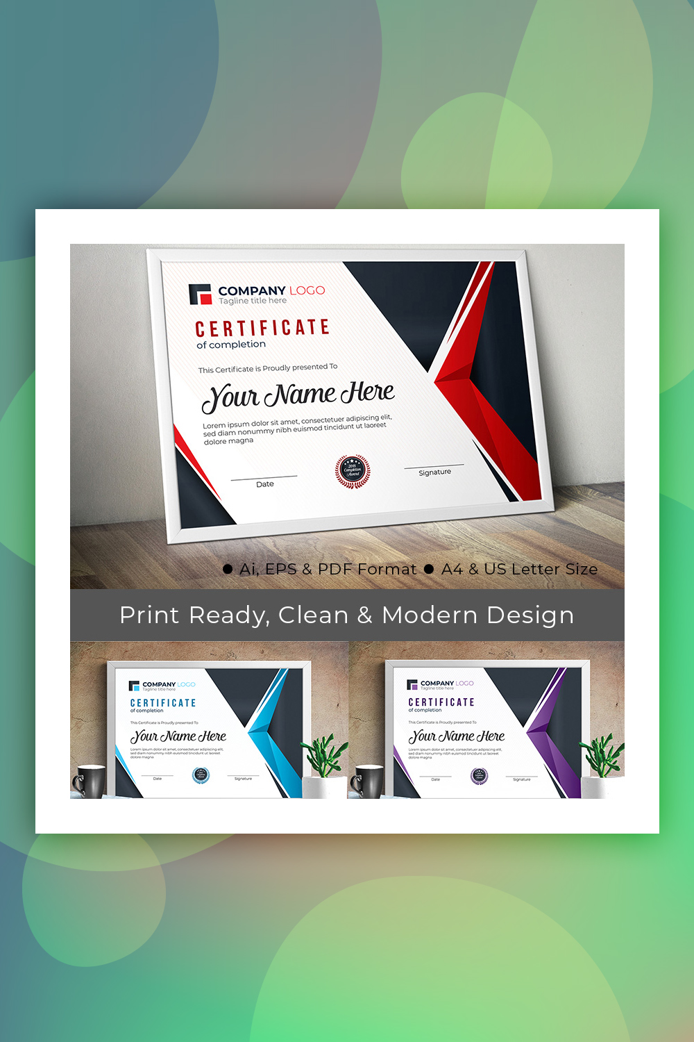 Professional Completion Award Certificate Template