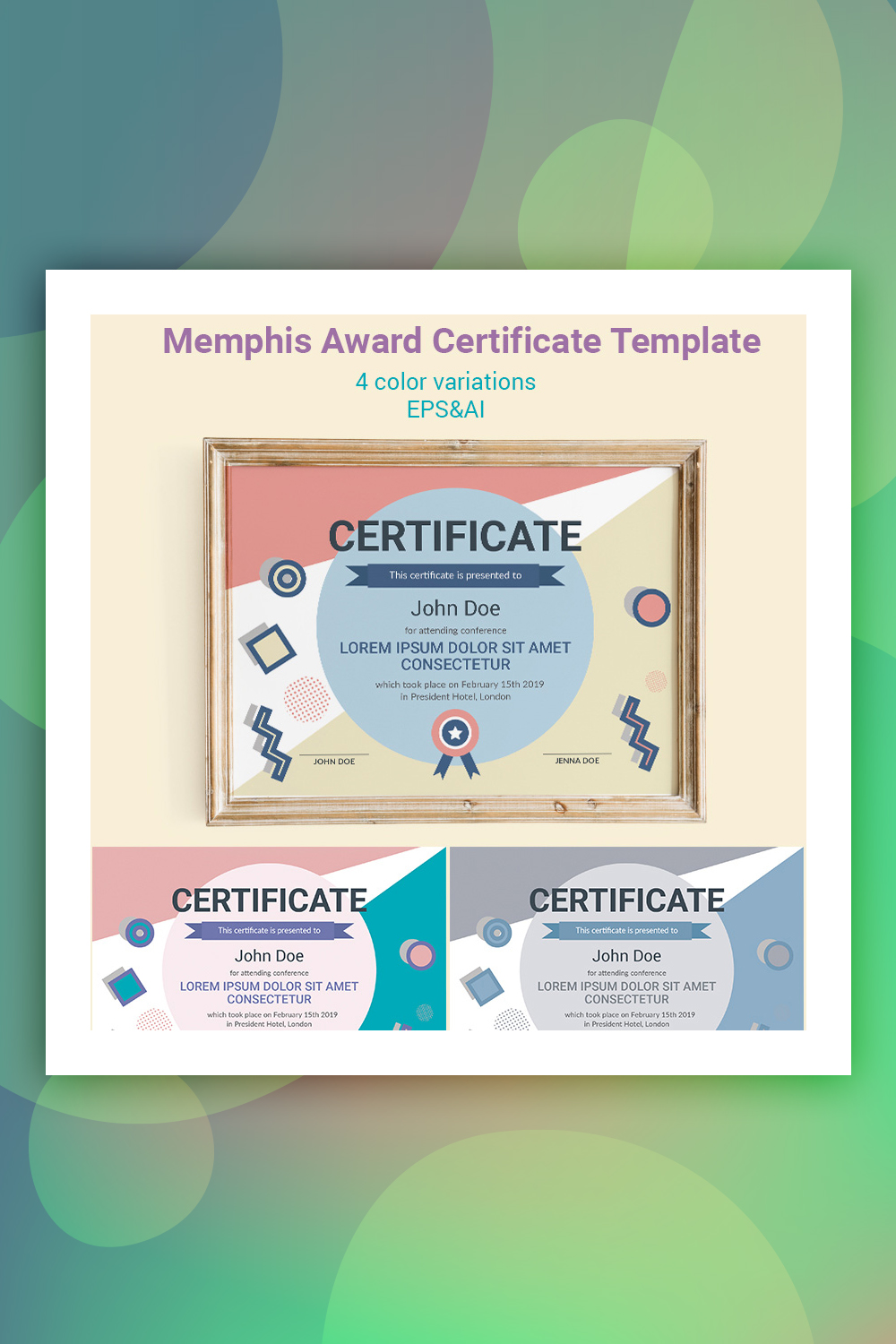 Memphis Award Certificate Template