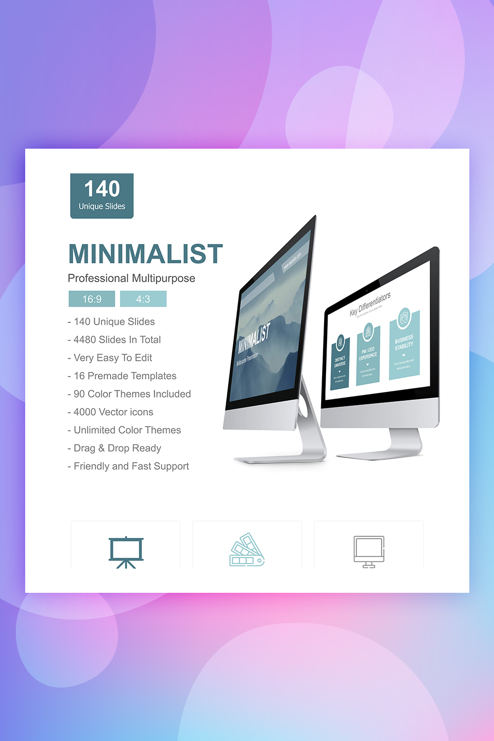 Minimalistyczna prezentacja Szablon PowerPoint