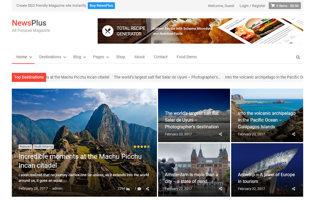 thème du magazine de voyage newsplus