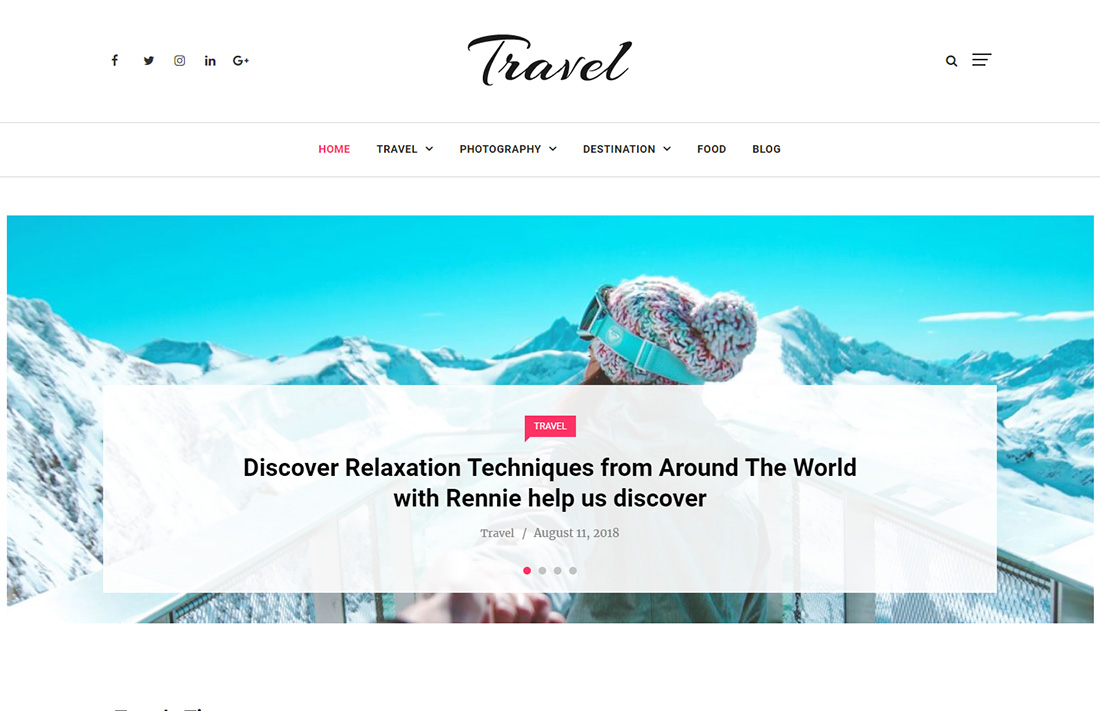 thème de magazine de voyage indépendant