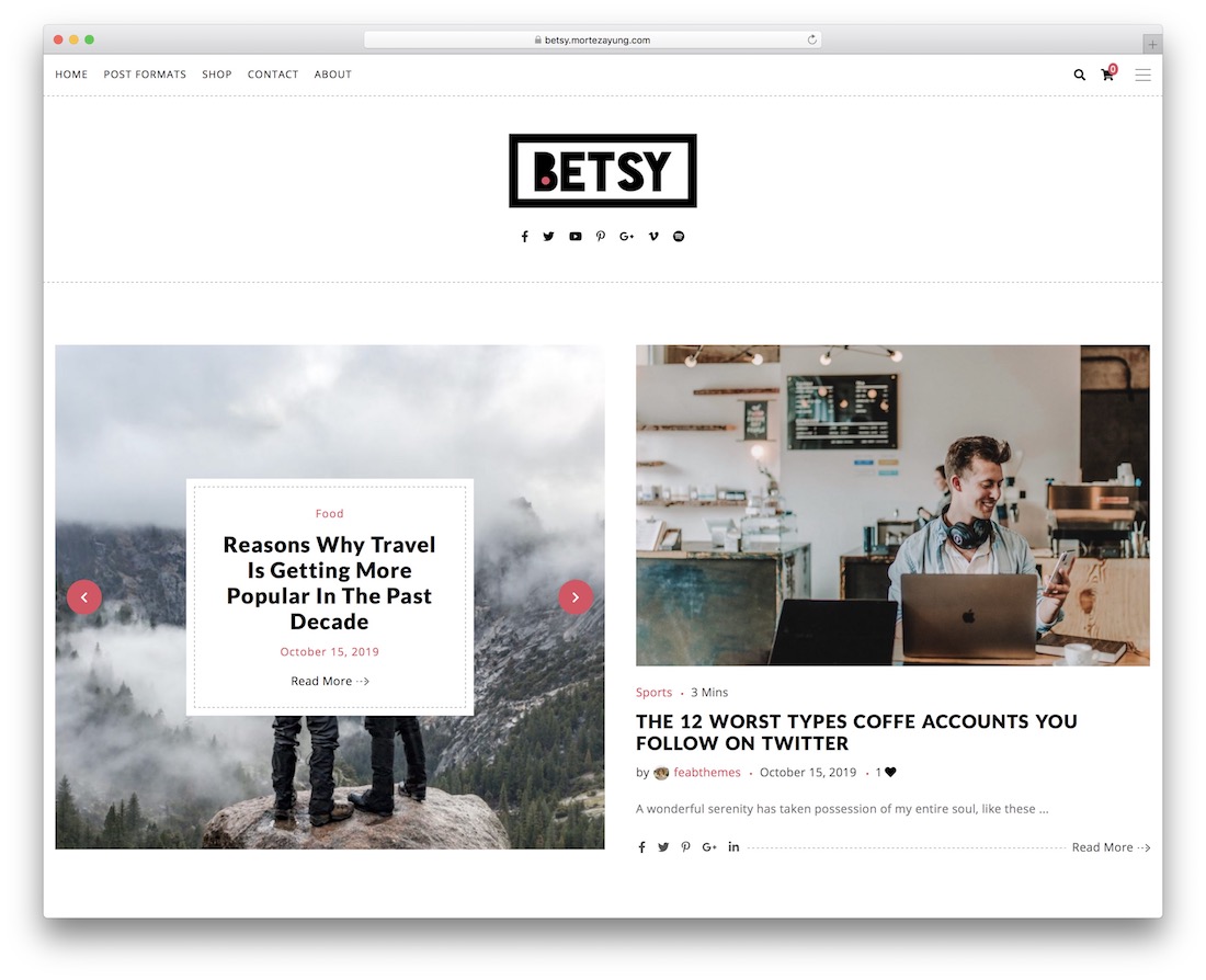 thème du magazine de voyage betsy