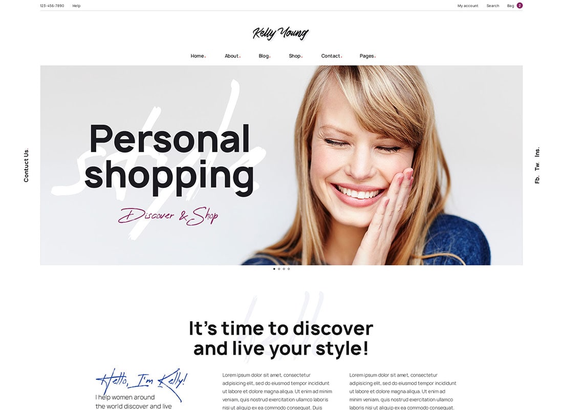 Kelly Young - Tema WordPress per stilista personale