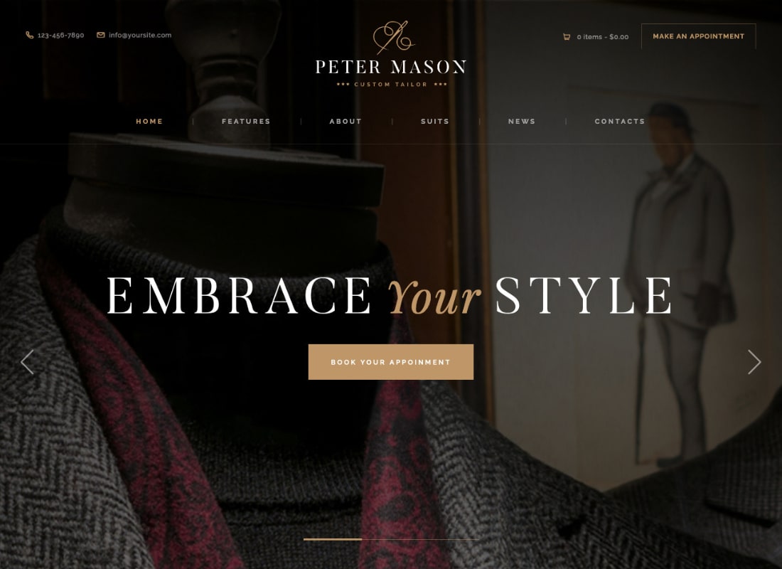 Peter Mason | Tema WordPress per negozio di sartoria e abbigliamento personalizzato