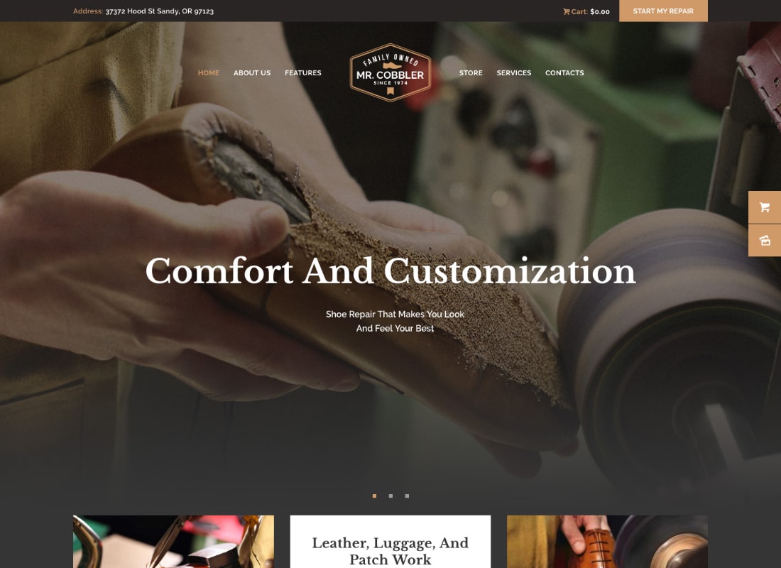 Mr. Calzolaio | Tema WordPress per la riparazione di calzature e calzature personalizzate