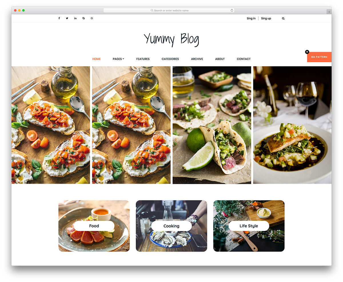 delizioso modello di blog alimentare gratuito
