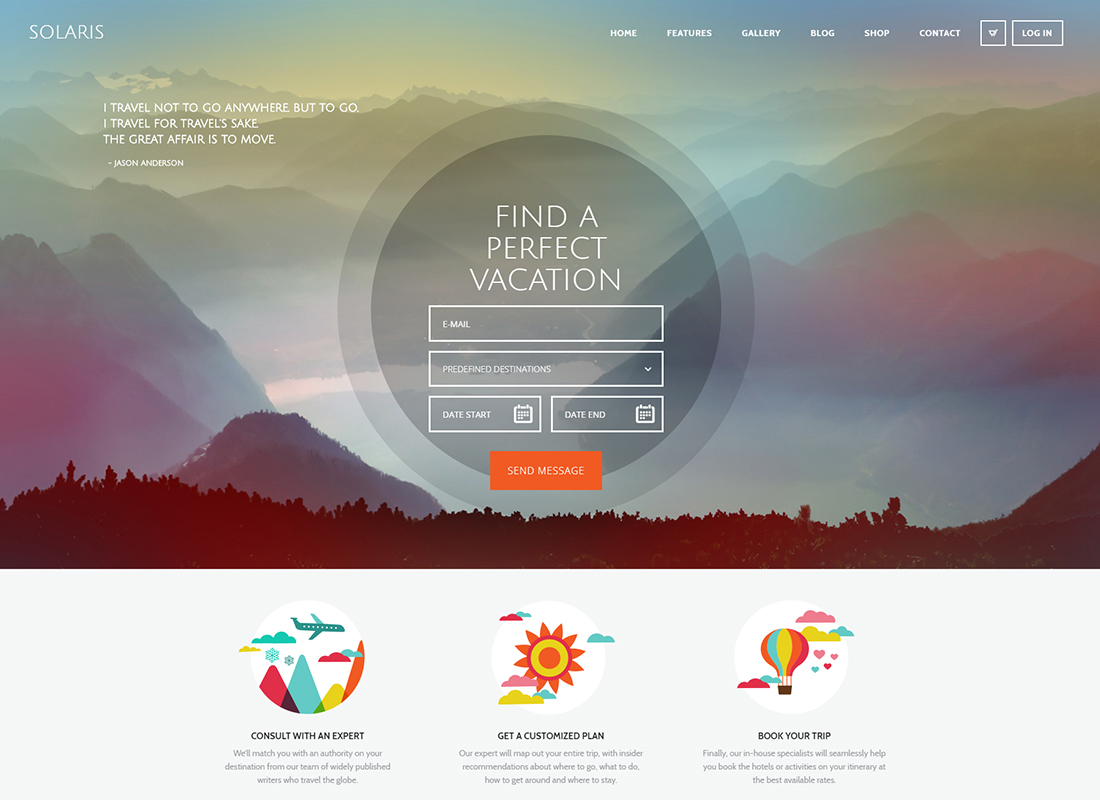 Solaris - Agenție de turism Tema WordPress