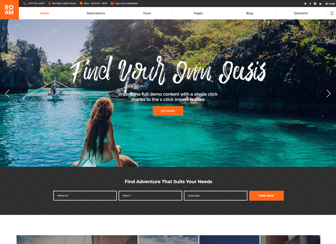 Roam - Tema WordPress pentru călătorii și turism