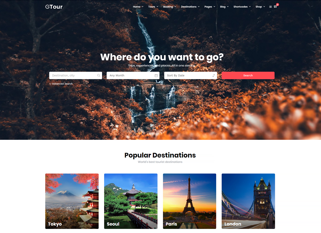 Grand Tour - Tur de călătorie WordPress pentru turism și turism