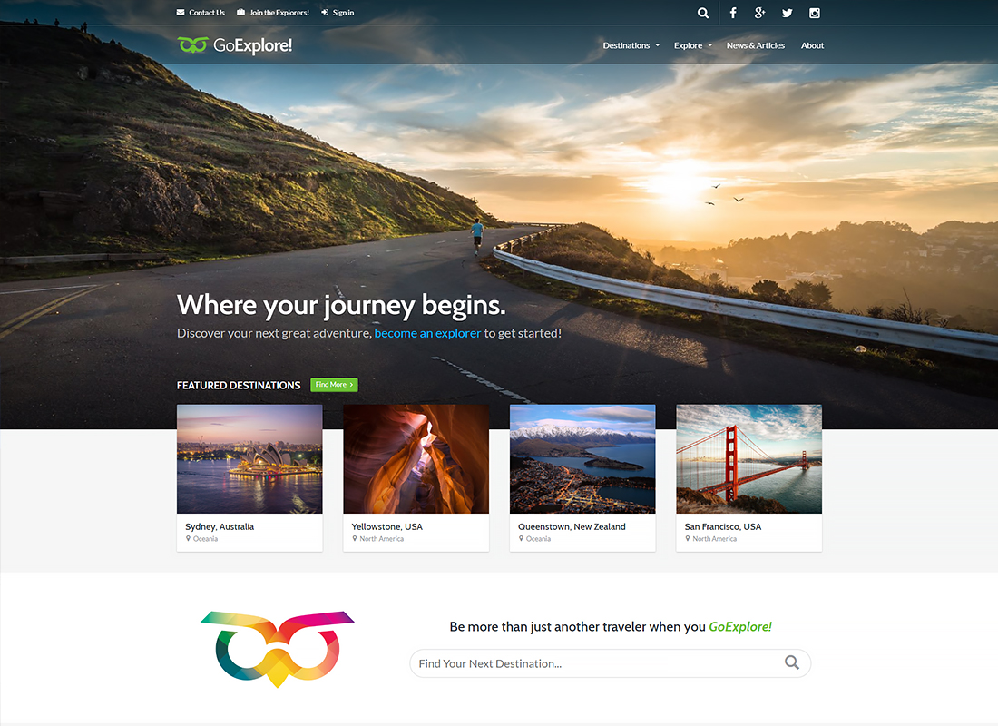 Tema de călătorie WordPress - GoExplore!