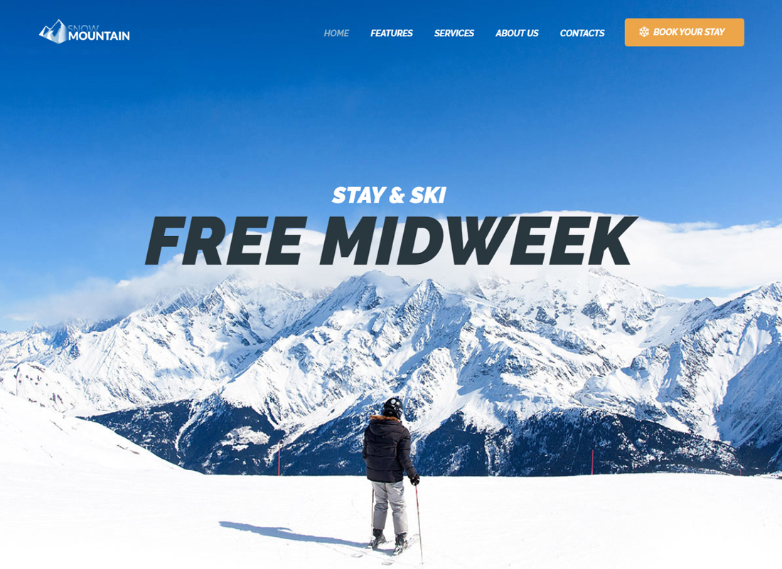 Snow Mountain - Tema WordPress pentru stațiunea de schi și școala de snowboard
