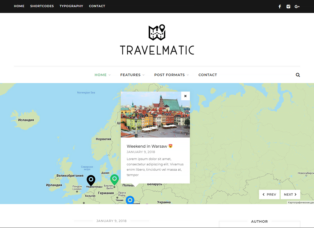 Travelmatic - Tema WordPress pentru blogul de călătorie