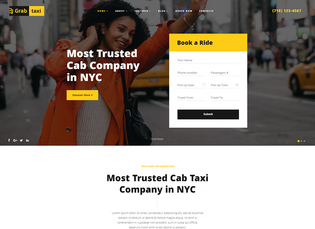 Grab Taxi - Tema WordPress pentru serviciul de taxi online