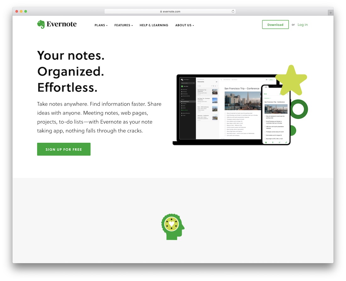 strumento gratuito per la produttività delle note di evernote