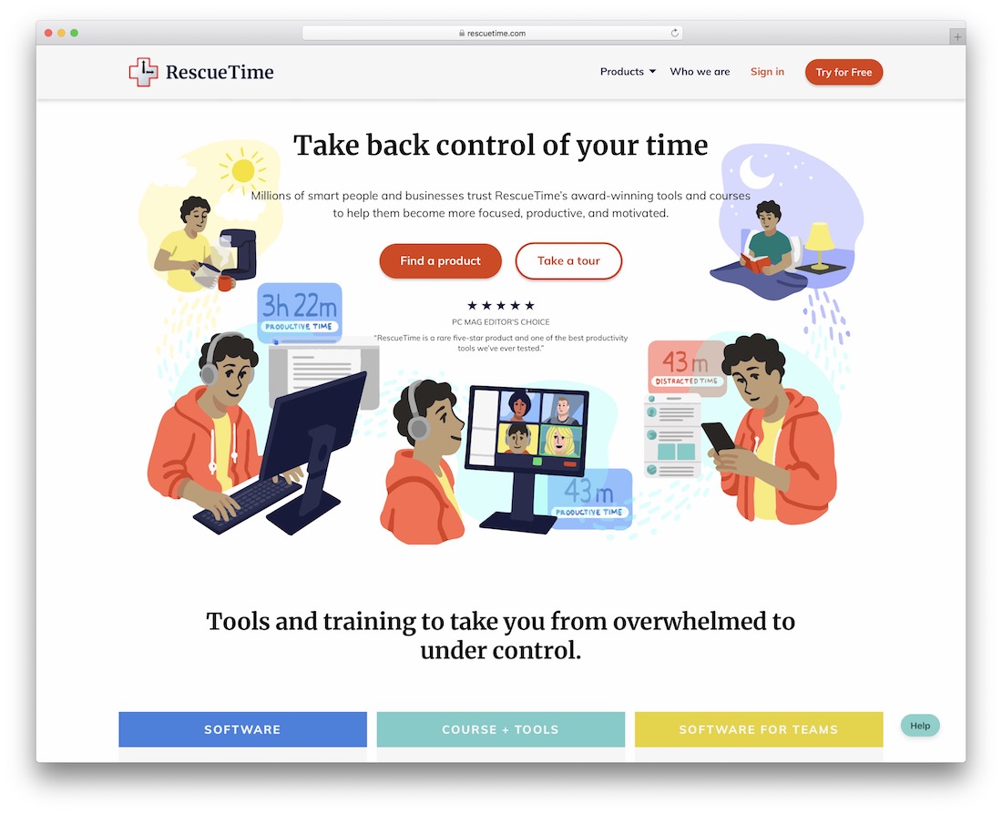 strumento di produttività per il monitoraggio del tempo libero di rescuetime