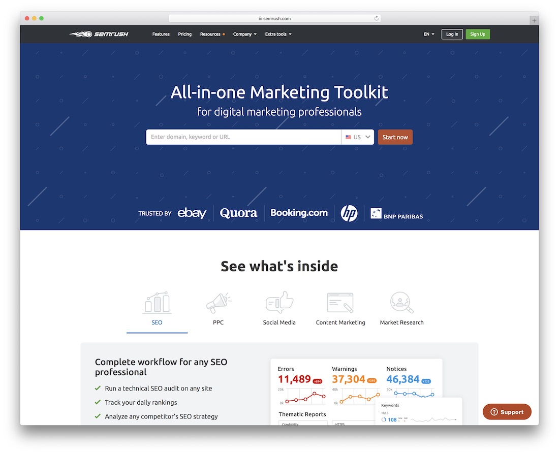 strumento di produttività gratuito semrush