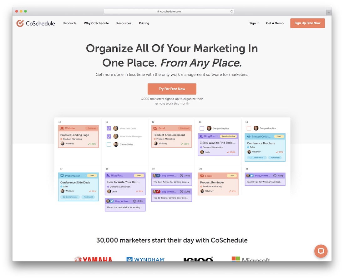 strumento gratuito per la produttività del marketing con coscheduling