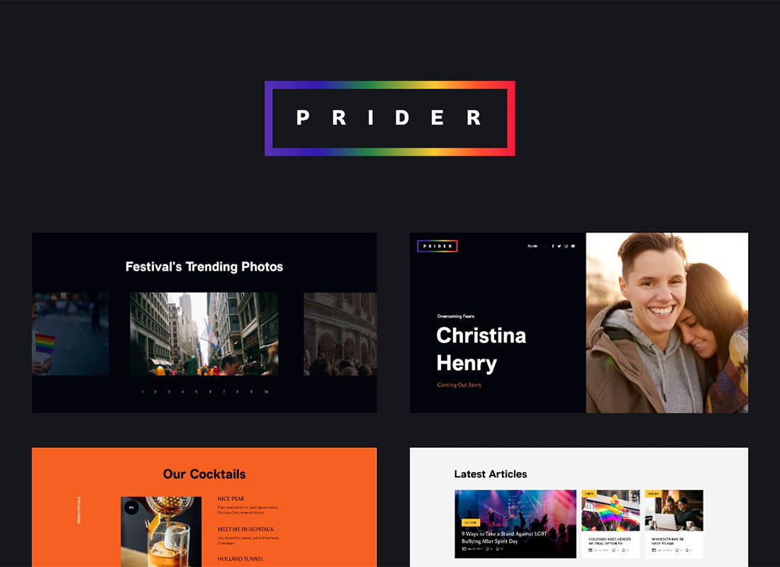 驕傲 | LGBT 和同性戀權利節 WordPress 主題 + 酒吧