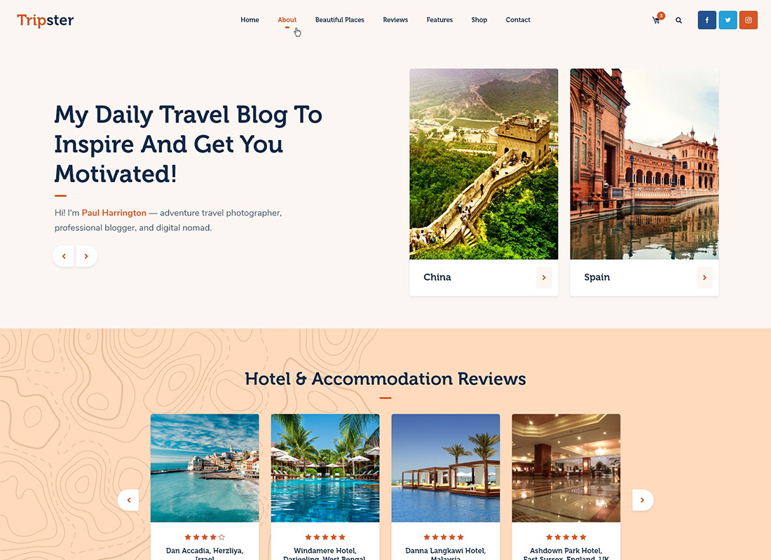 Tripster - 旅行和生活方式 WordPress 博客