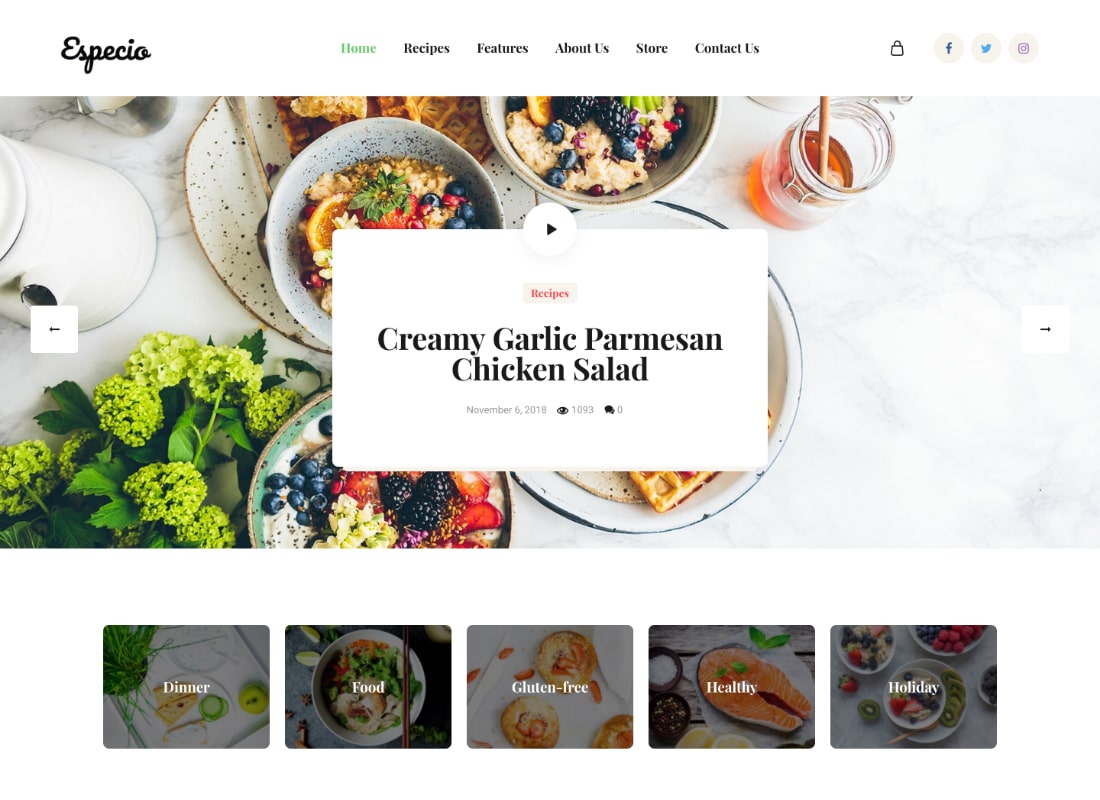 Özel | Gutenberg Yemek Blogu WordPress Teması