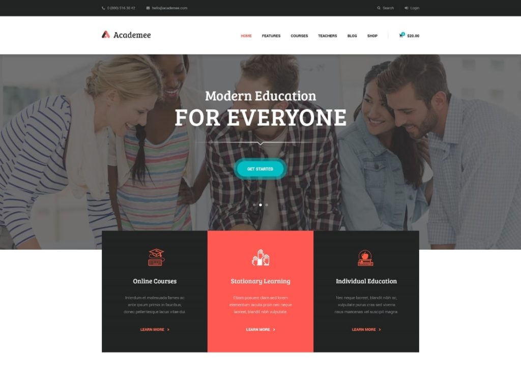 Academee | Тема WordPress для образовательного центра и учебных курсов