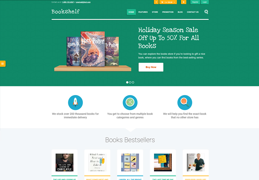 Книжная полка | Тема WordPress для интернет-магазина книг и мультимедиа