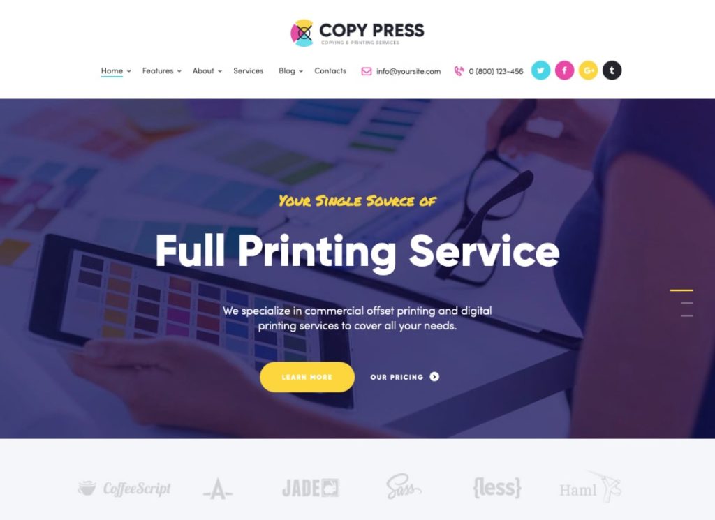 CopyPress | Типовой дизайн и полиграфические услуги HTML-шаблон