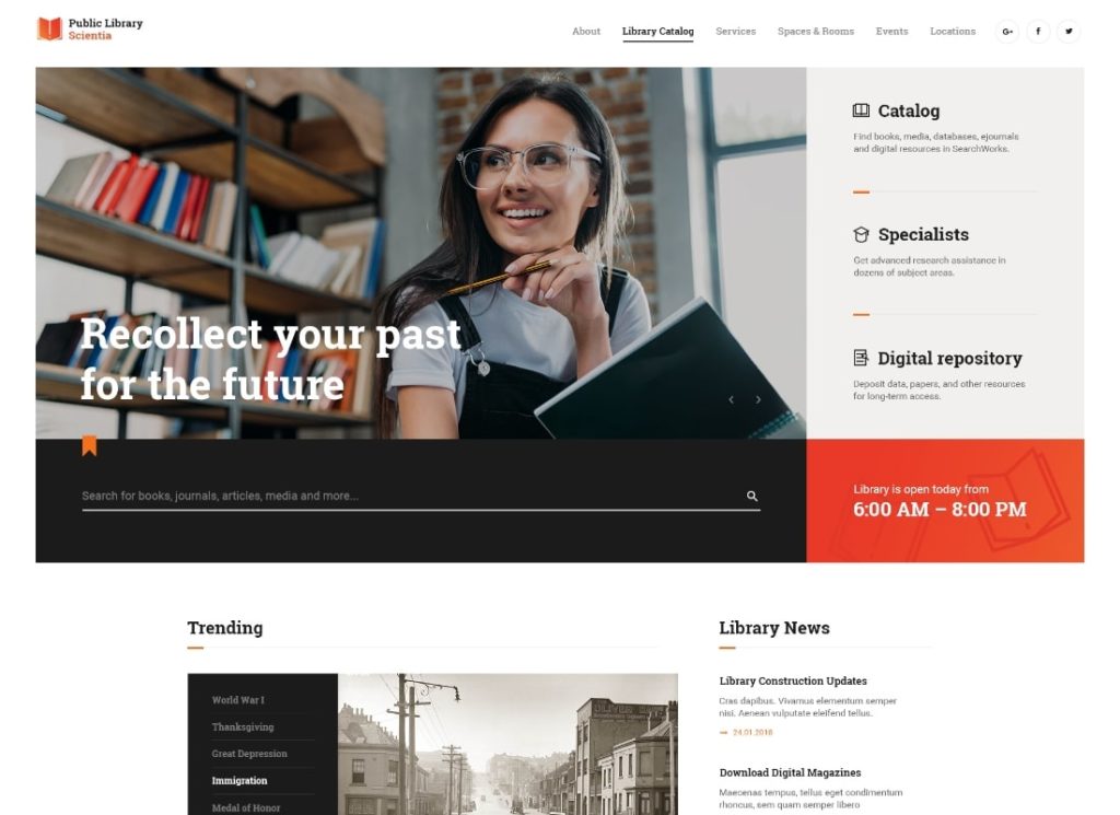 Scientia | Тема WordPress для публичных библиотек и книжных магазинов