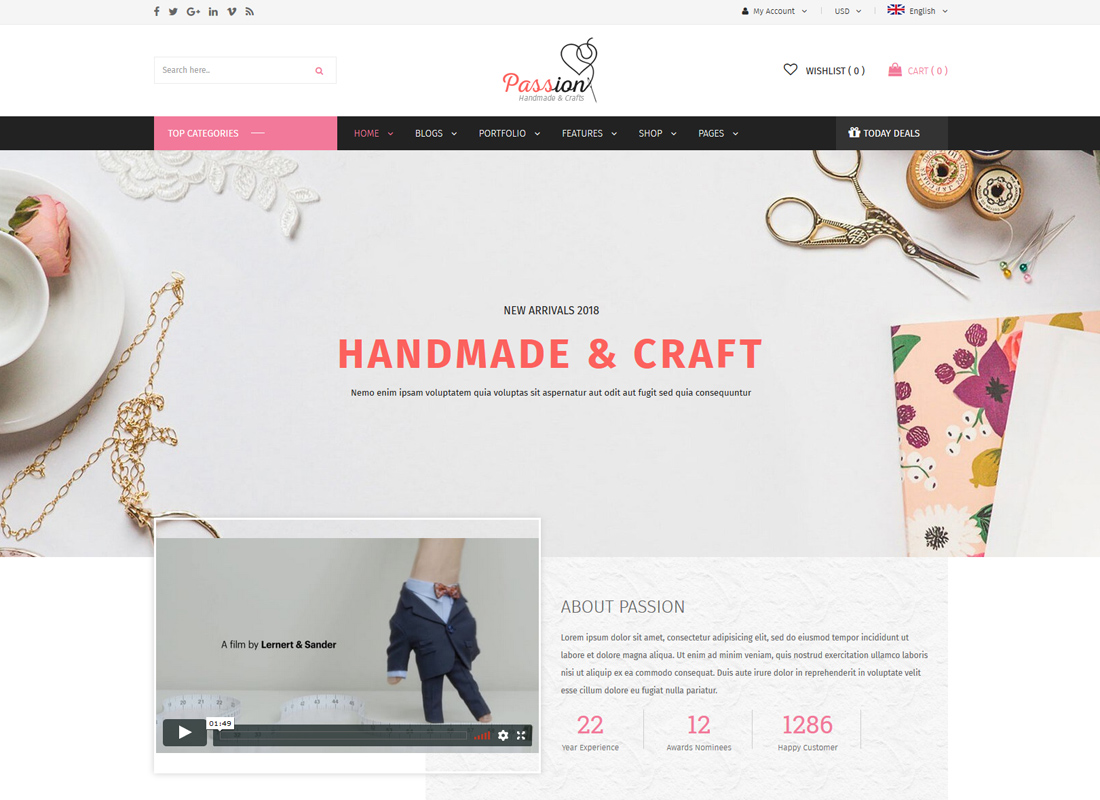 激情 |手工製作和工藝 WooCommerce WordPress 主題