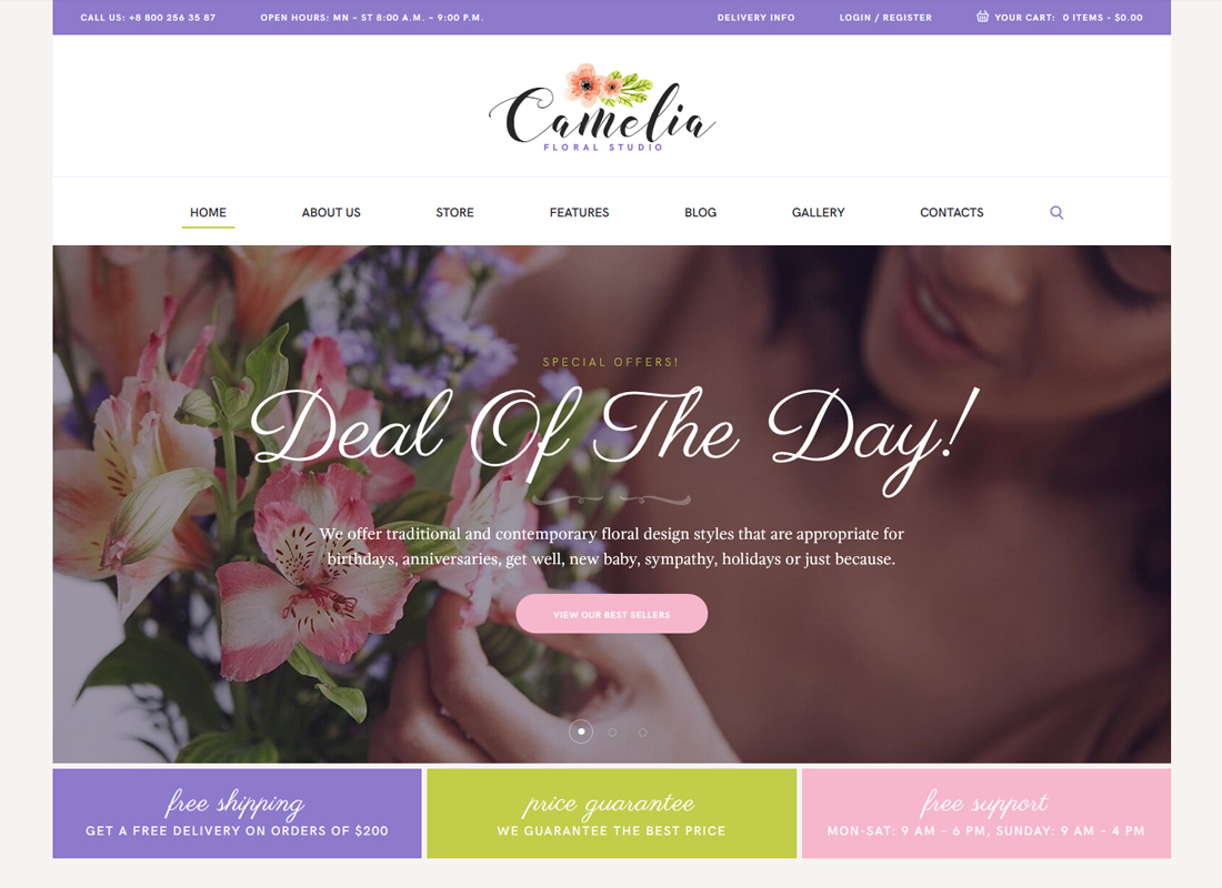 茶花 |花卉工作室花店 WordPress 主題