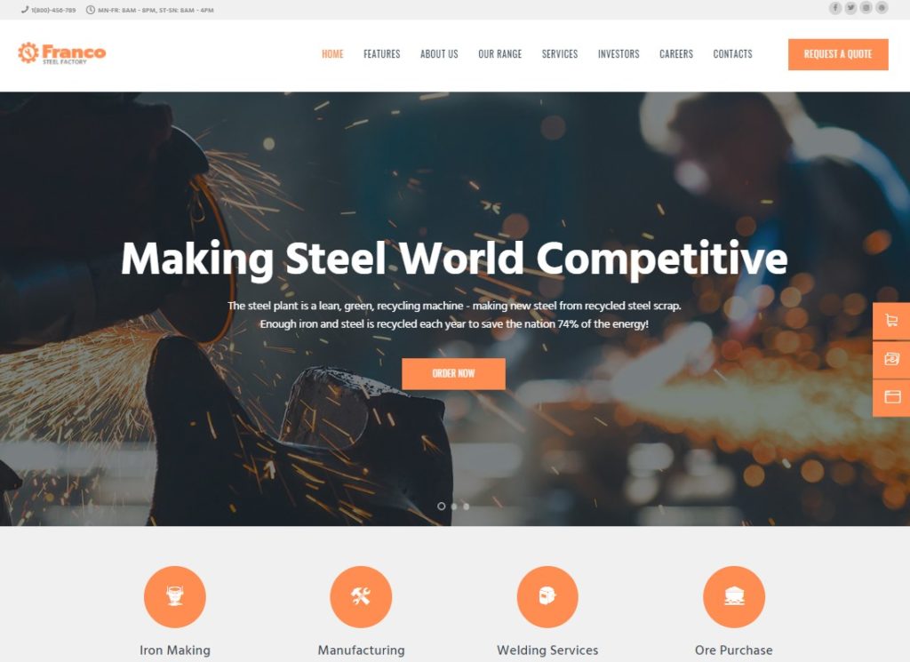Franco | WordPress Theme für Stahlfabrik und Industrieanlagenbau