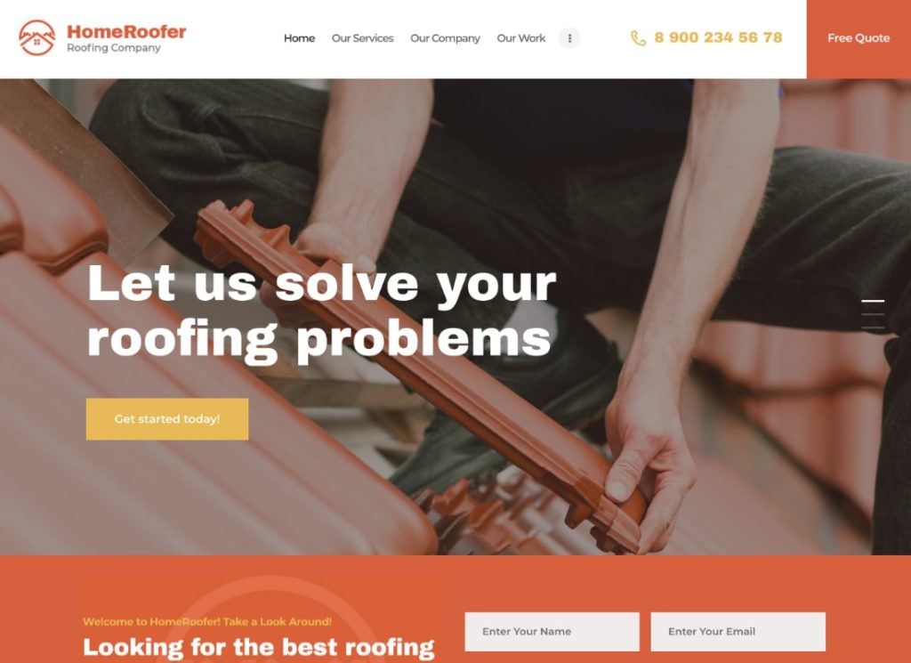 HomeRoofer | Dachdeckerunternehmen Dienstleistungen & Bau WordPress Theme