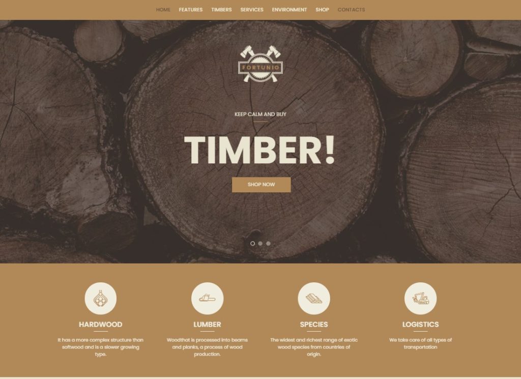 Fortunio | Holz / Forstwirtschaft / Holzherstellung WordPress Theme