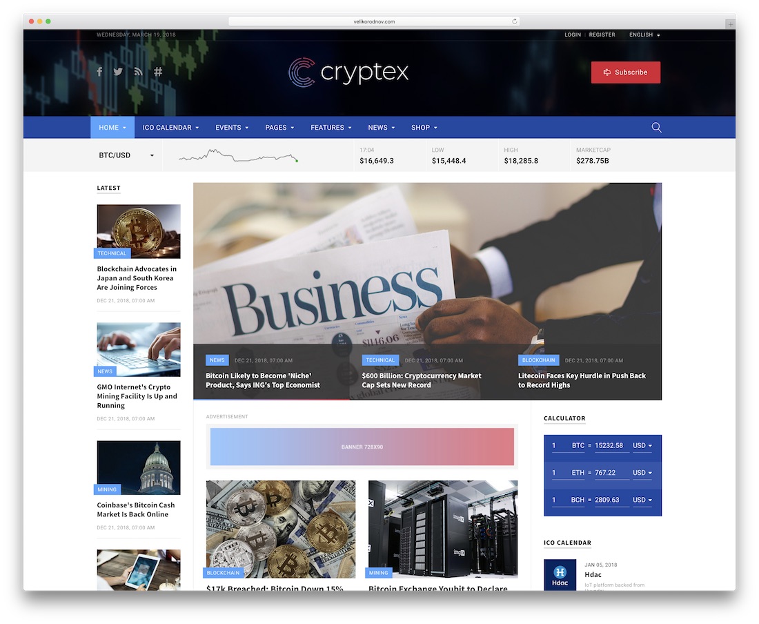 cryptex 新聞網站模板