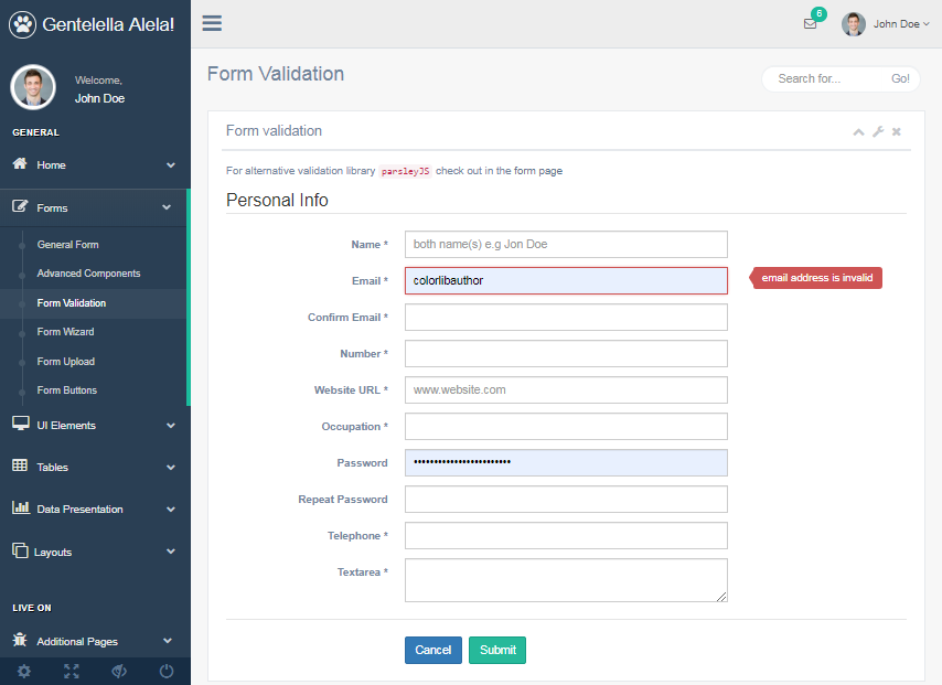validare formular bootstrap